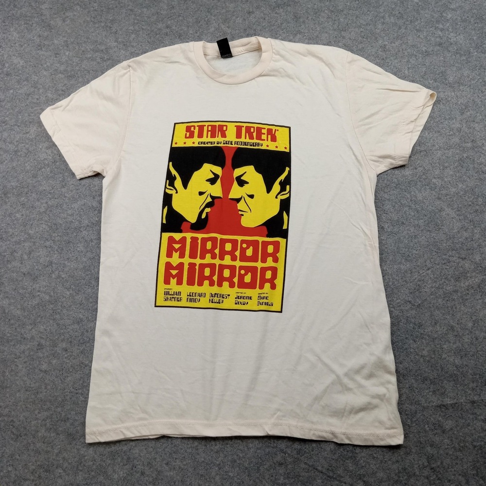 Star Trek Shirt Mens White Sci Fit Space Show Graphic Tee Mirror Spok Loot Crate
